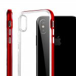 Wholesale iPhone Xs / X (Ten) Clear Armor Bumper Kickstand Case (Red)